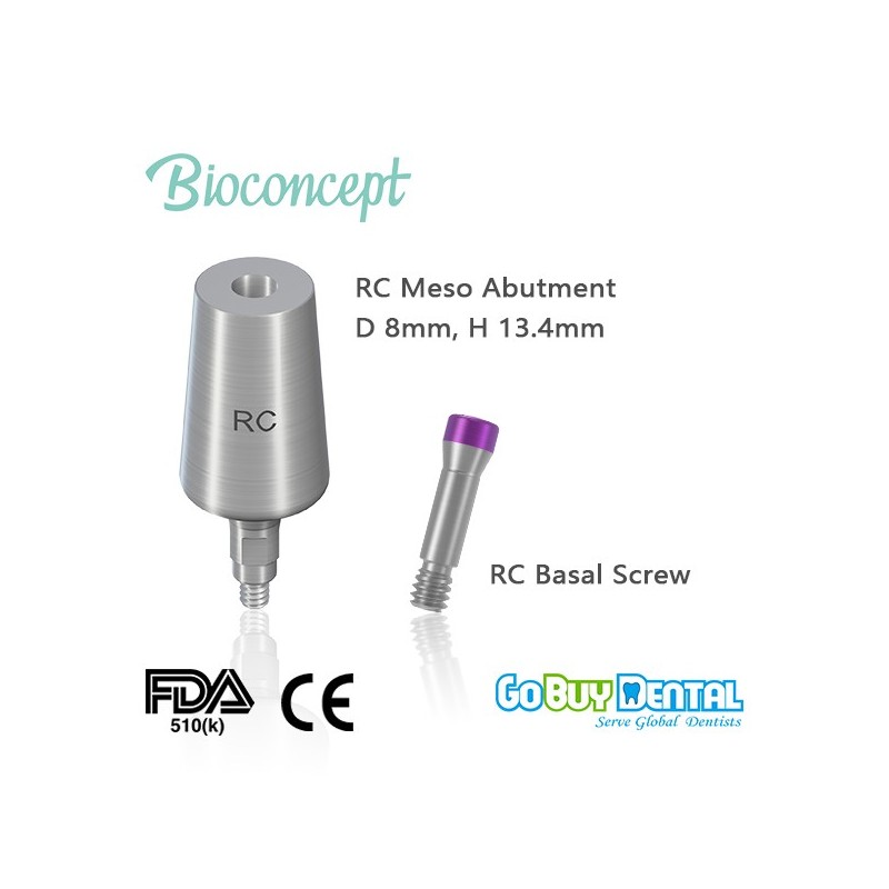 Straumann compatible Bone Level RC Meso Abutment Φ 8mm, Height 13.4mm