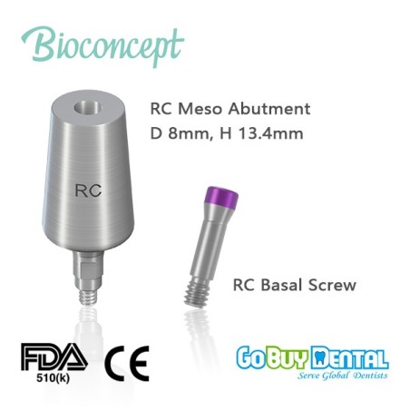 Straumann compatible Bone Level RC Meso Abutment Φ 8mm, Height 13.4mm