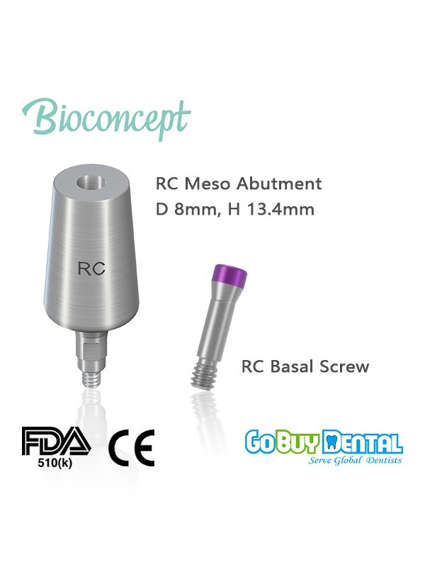 Straumann compatible Bone Level RC Meso Abutment Φ 8mm, Height 13.4mm