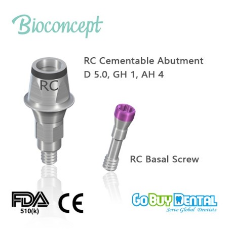 RC Cementable abutment, Ø 5.0mm, Gingiva height 3mm, Abutment Height 5.5mm