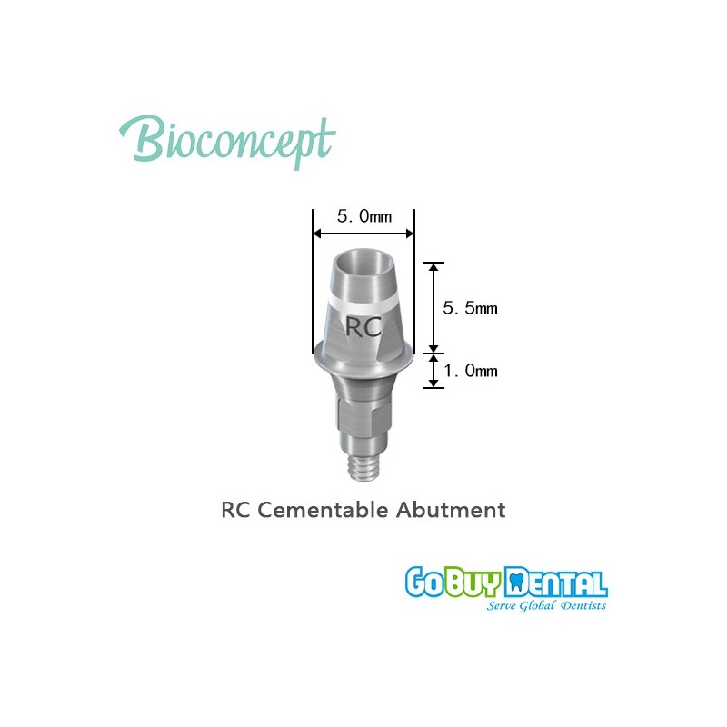 RC Cementable abutment, Ø 5.0mm, Gingiva height 1mm, Abutment Height 5.5mm