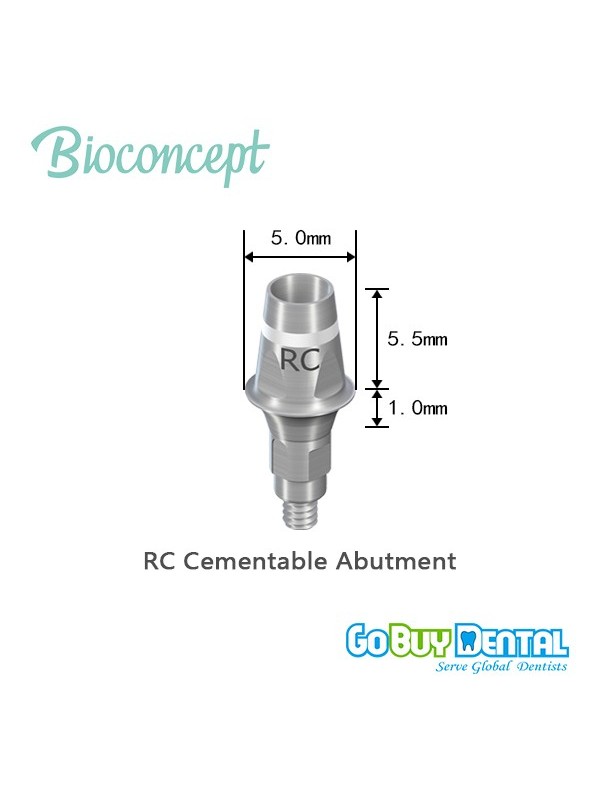RC Cementable abutment, Ø 5.0mm, Gingiva height 1mm, Abutment Height 5.5mm