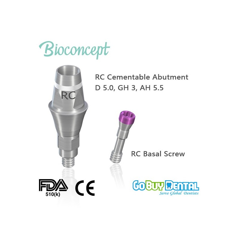 RC Cementable abutment, Ø 5.0mm, Gingiva height 3mm, Abutment Height 5.5mm