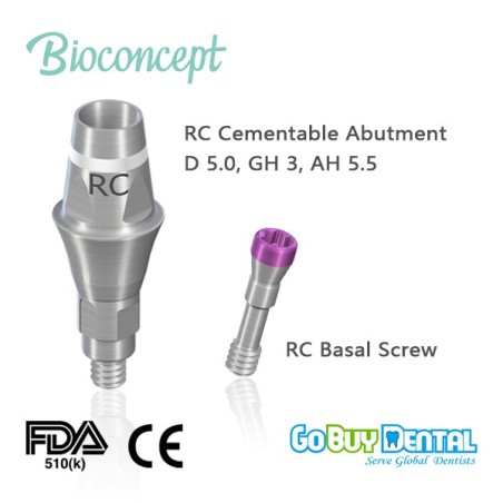 RC Cementable abutment, Ø 5.0mm, Gingiva height 3mm, Abutment Height 5.5mm