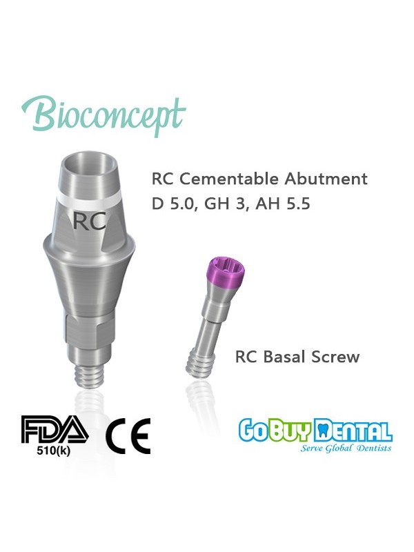 RC Cementable abutment, Ø 5.0mm, Gingiva height 3mm, Abutment Height 5.5mm