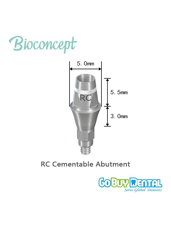 RC Cementable abutment, Ø 5.0mm, Gingiva height 3mm, Abutment Height 5.5mm