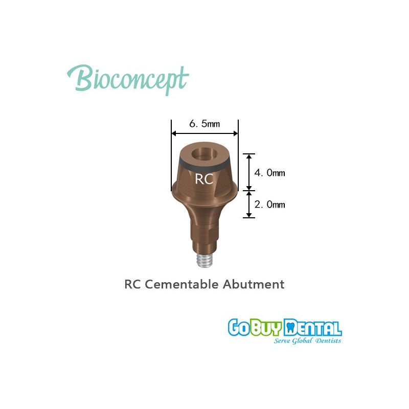 RC Cemented abutment, Ø6.5mm, Gingiva height 2mm, Abutment Height 4mm