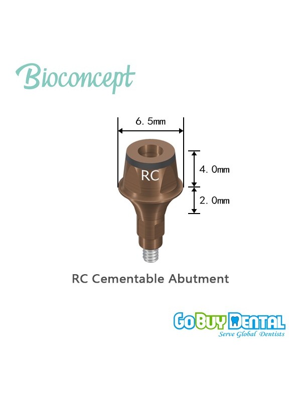 RC Cemented abutment, Ø6.5mm, Gingiva height 2mm, Abutment Height 4mm