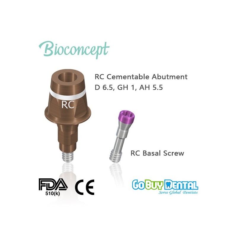 RC Cem. Abutment, D 6.5, GH 1, AH 5.5