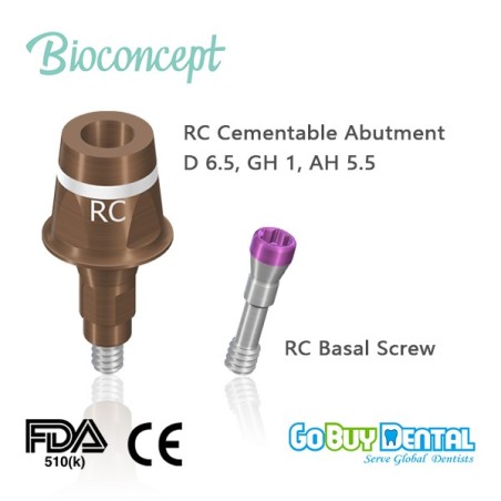 RC Cem. Abutment, D 6.5, GH 1, AH 5.5