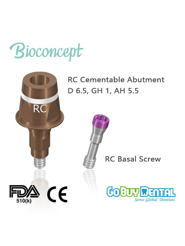 RC Cem. Abutment, D 6.5, GH 1, AH 5.5