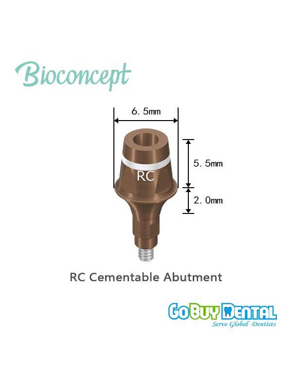 Straumann compatible Bone Level RC Cementable Abutment, D 6.5, GH 2, AH 5.5