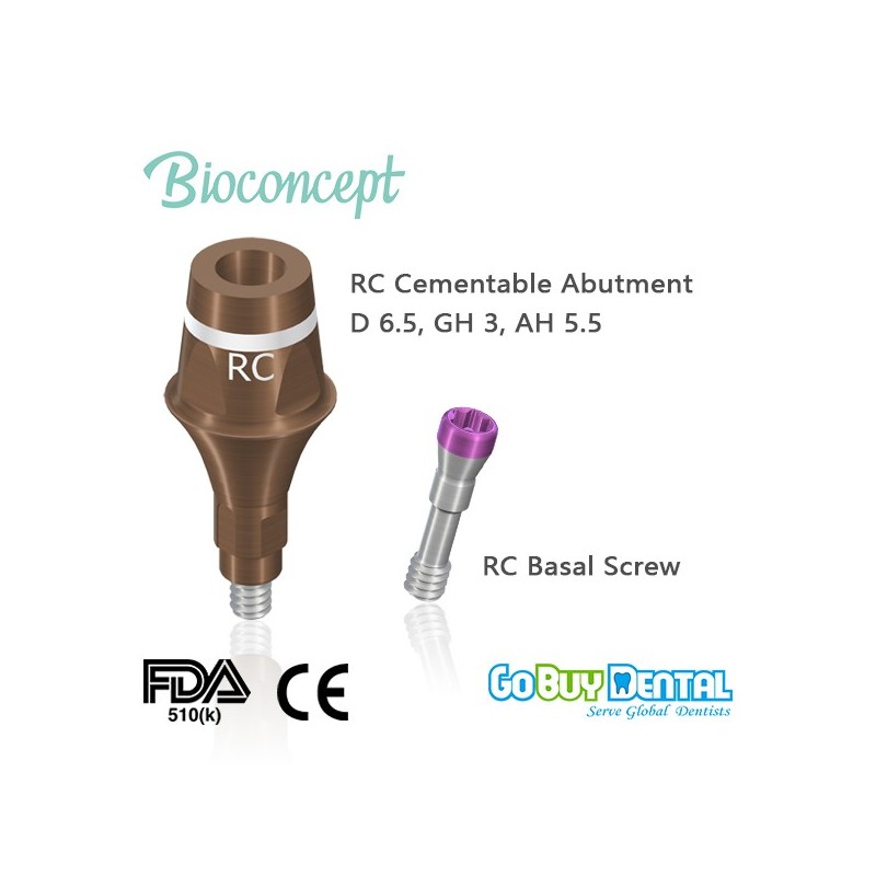 Bone level RC Cementable.Abutment, D 6.5mm ,GH 3mm, AH 5.5mm