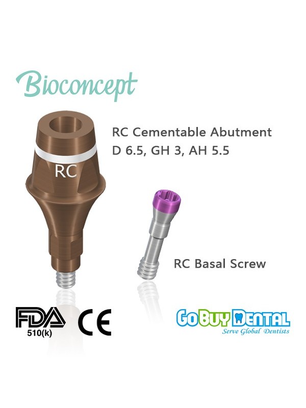 Bone level RC Cementable.Abutment, D 6.5mm ,GH 3mm, AH 5.5mm