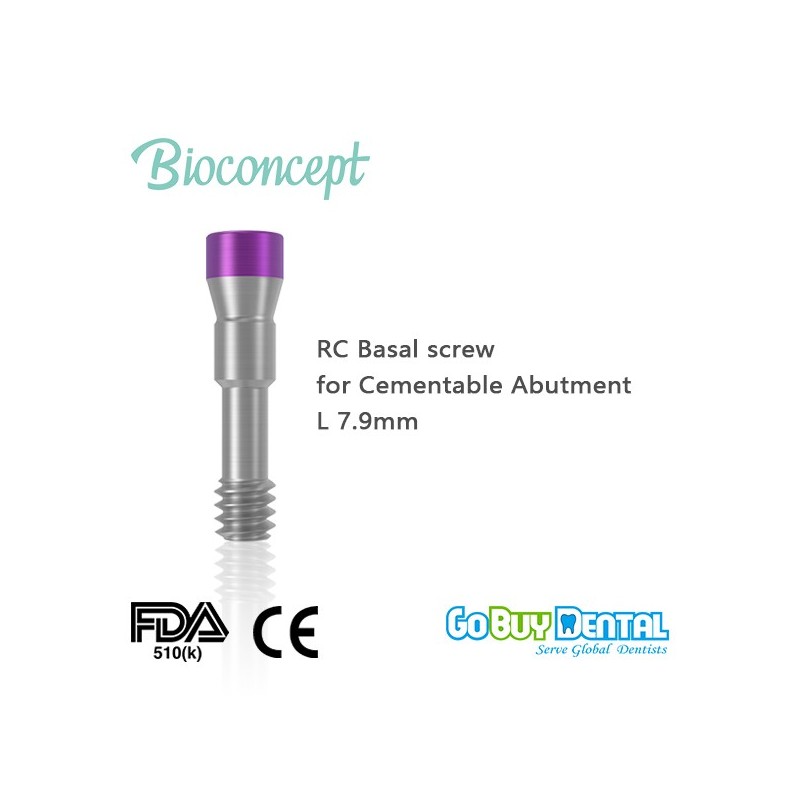 Straumann compatible RC Basal screw, for cementable abutment only, L 7.9mm