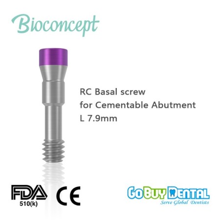 Straumann compatible RC Basal screw, for cementable abutment only, L 7.9mm