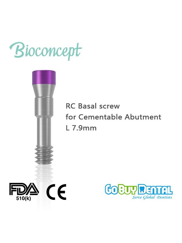 Straumann compatible RC Basal screw, for cementable abutment only, L 7.9mm
