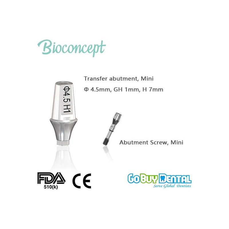 Bioconcept Hex mini transfer abutment φ4.5mm, gingival height 1mm, height 7mm(331510)