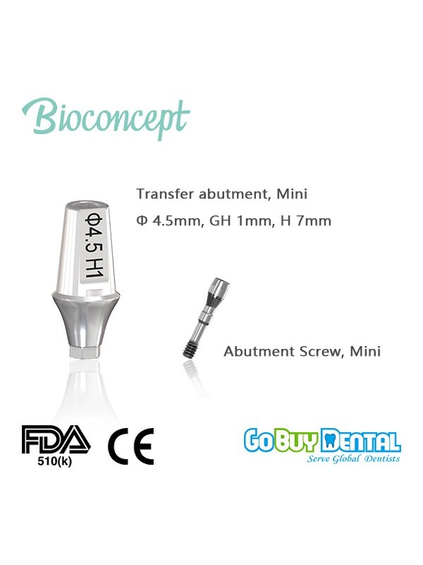 Bioconcept Hex mini transfer abutment φ4.5mm, gingival height 1mm, height 7mm(331510)