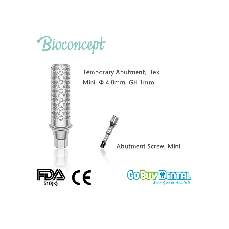 Bioconcept Hex mini temporary abutment φ4.0mm, gingival height 1mm, height 10mm