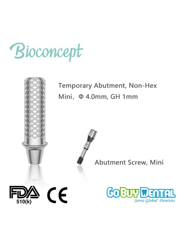Bioconcept Non-Hex mini temporary abutment φ4.0mm, gingival height 1mm, height 10mm