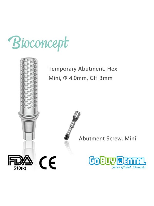 Bioconcept Hex mini temporary abutment φ4.0mm, gingival height 3mm, height 10mm