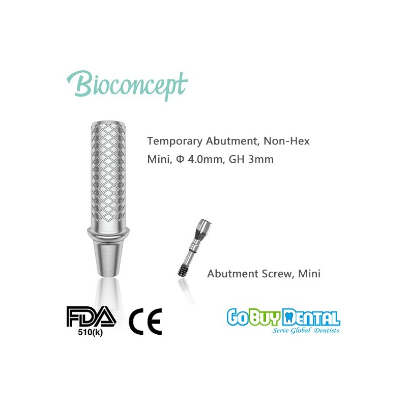 Bioconcept Non-Hex mini temporary abutment φ4.0mm, gingival height 3mm, height 10mm
