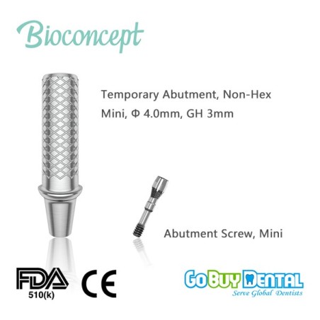 Bioconcept Non-Hex mini temporary abutment φ4.0mm, gingival height 3mm, height 10mm