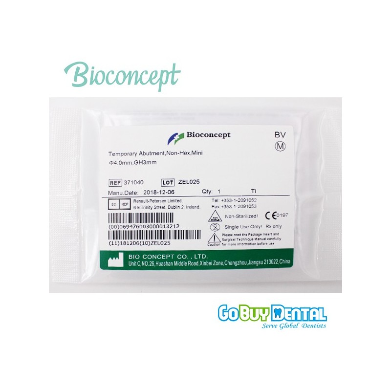Bioconcept Non-Hex mini temporary abutment φ4.0mm, gingival height 3mm, height 10mm