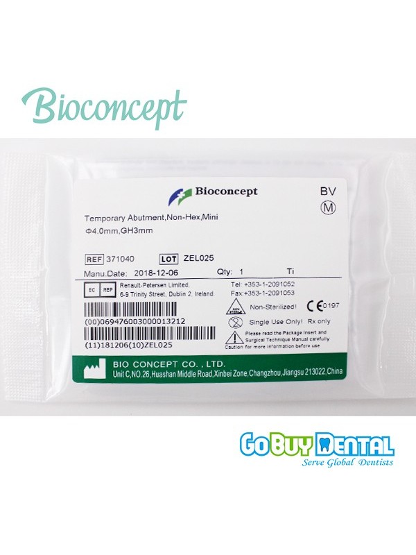 Bioconcept Non-Hex mini temporary abutment φ4.0mm, gingival height 3mm, height 10mm