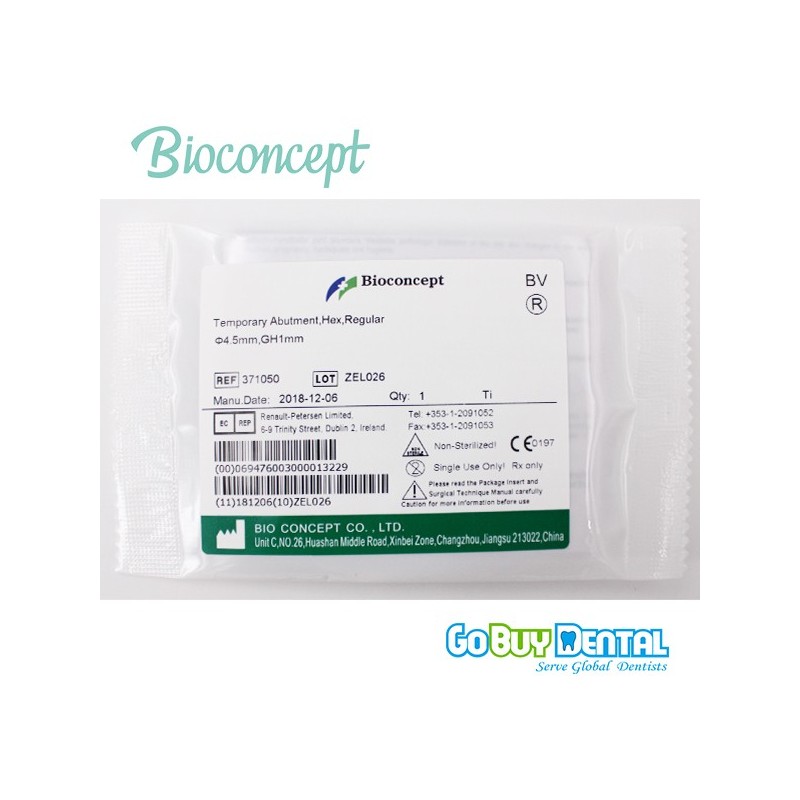 Bioconcept Hex regualr temporary abutment φ4.5mm, gingival height 1mm, height 10mm