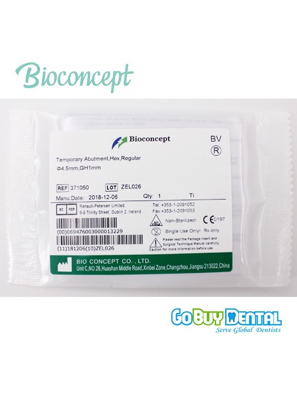 Bioconcept Hex regualr temporary abutment φ4.5mm, gingival height 1mm, height 10mm