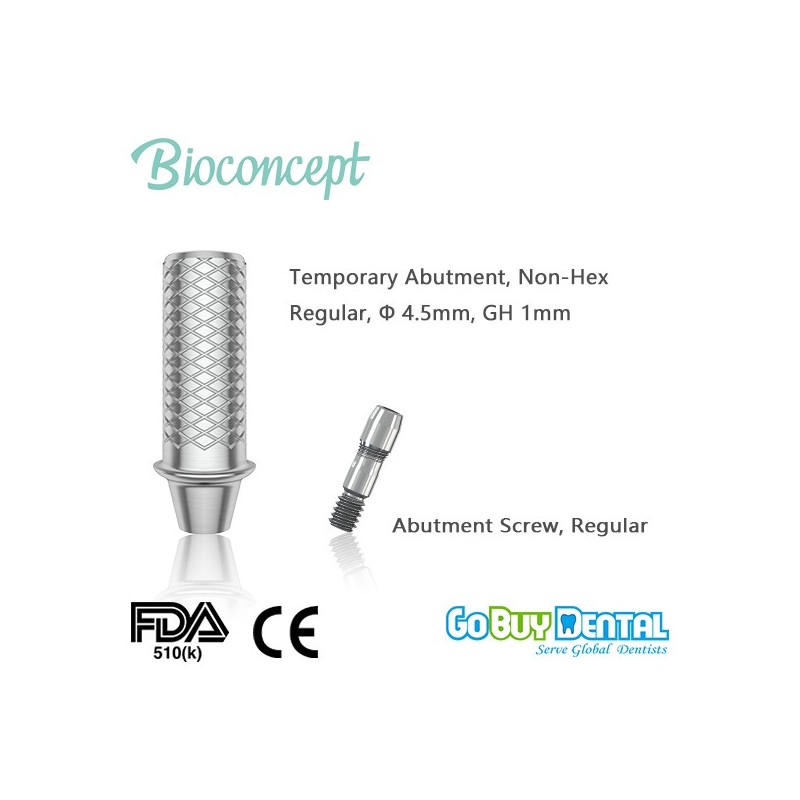 Bioconcept Non-Hex regular temporary abutment φ4.5mm, gingival height 1mm, height 10mm