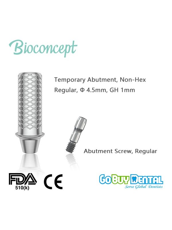 Bioconcept Non-Hex regular temporary abutment φ4.5mm, gingival height 1mm, height 10mm