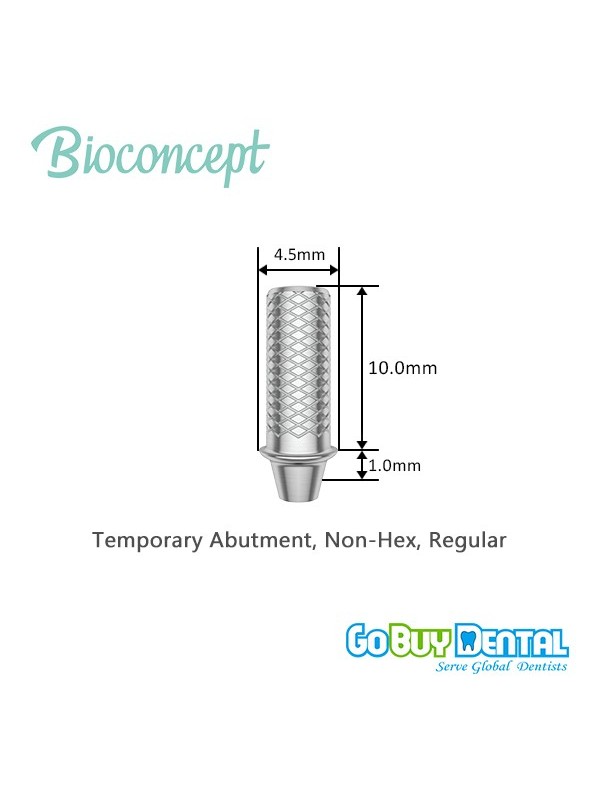 Bioconcept Non-Hex regular temporary abutment φ4.5mm, gingival height 1mm, height 10mm