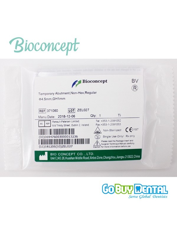 Bioconcept Non-Hex regular temporary abutment φ4.5mm, gingival height 1mm, height 10mm