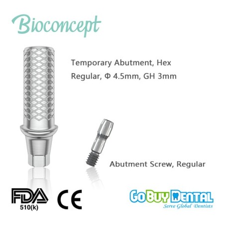Bioconcept Hex regualr temporary abutment φ4.5mm, gingival height 3mm, height 10mm