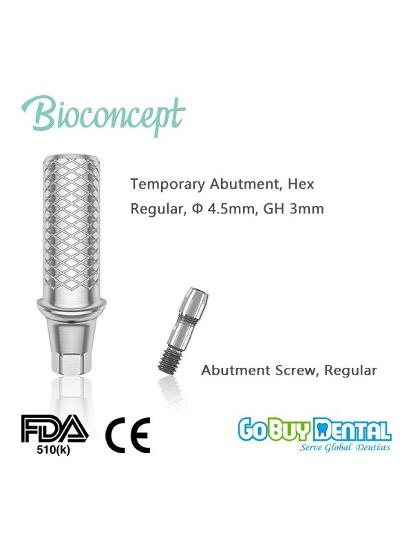 Bioconcept Hex regualr temporary abutment φ4.5mm, gingival height 3mm, height 10mm