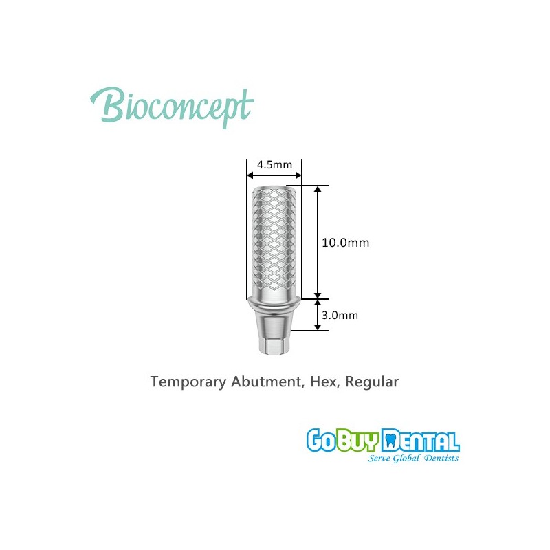 Bioconcept Hex regualr temporary abutment φ4.5mm, gingival height 3mm, height 10mm