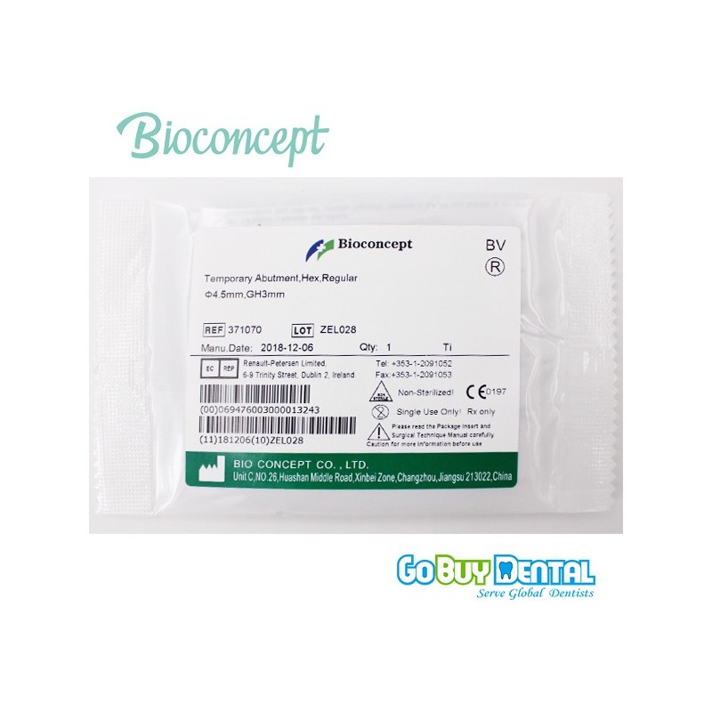 Bioconcept Hex regualr temporary abutment φ4.5mm, gingival height 3mm, height 10mm