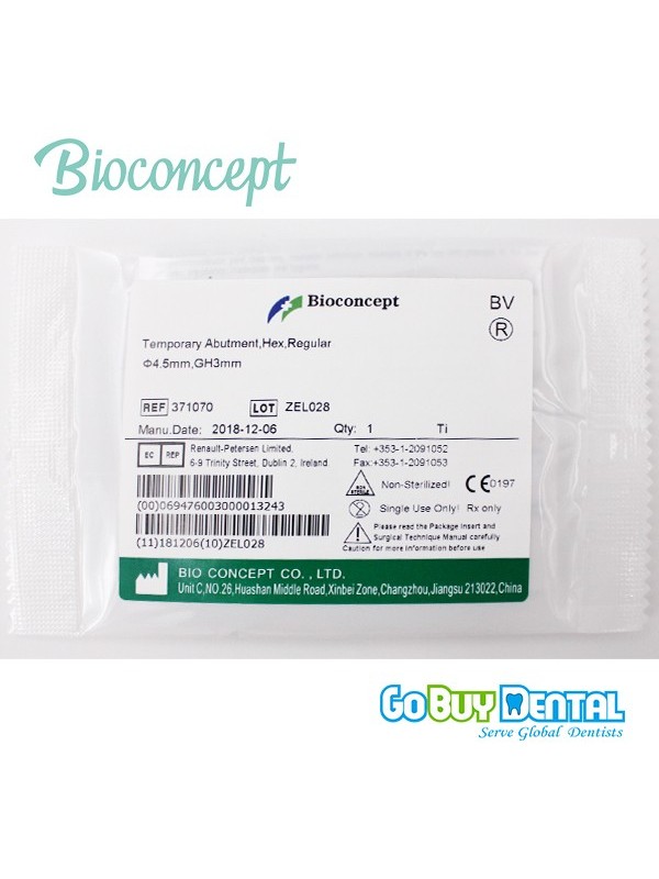 Bioconcept Hex regualr temporary abutment φ4.5mm, gingival height 3mm, height 10mm