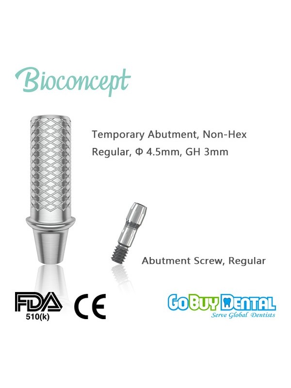 Bioconcept Non-Hex regular temporary abutment φ4.5mm, gingival height 3mm, height 10mm