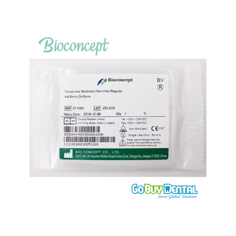 Bioconcept Non-Hex regular temporary abutment φ4.5mm, gingival height 3mm, height 10mm