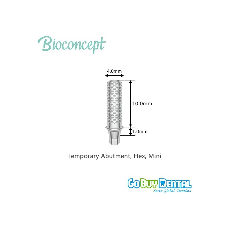 Bioconcept Hex mini temporary abutment φ4.0mm, gingival height 1mm, height 10mm