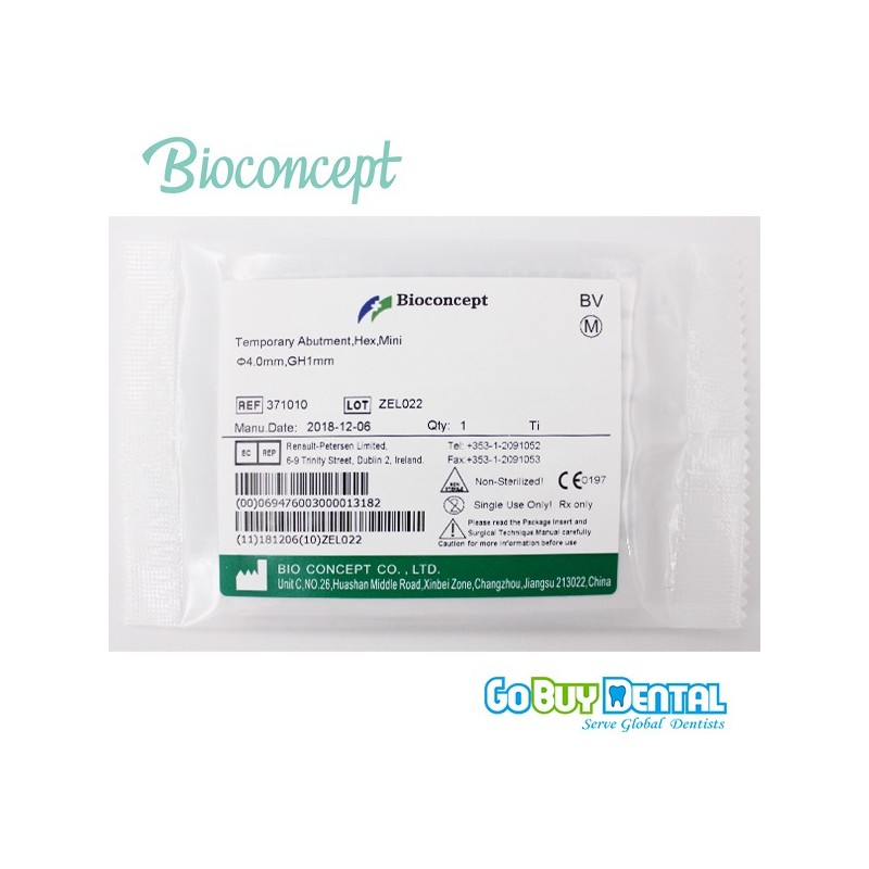 Bioconcept Hex mini temporary abutment φ4.0mm, gingival height 1mm, height 10mm
