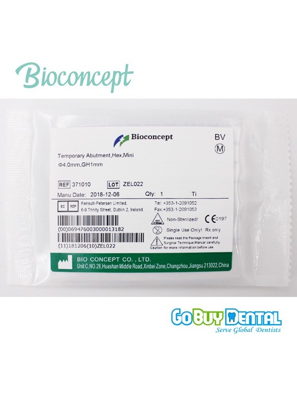 Bioconcept Hex mini temporary abutment φ4.0mm, gingival height 1mm, height 10mm