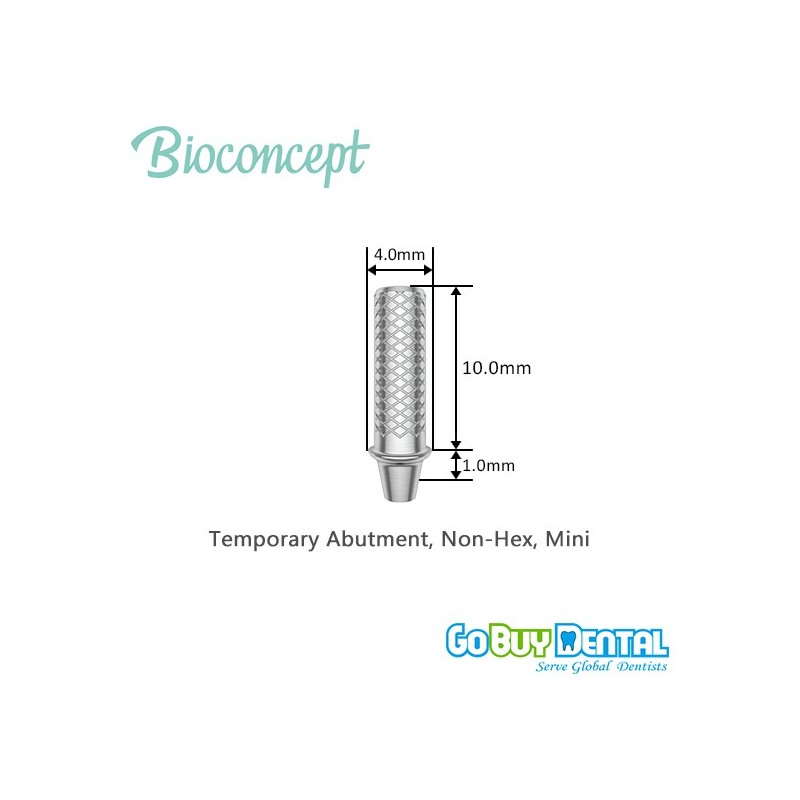 Bioconcept Non-Hex mini temporary abutment φ4.0mm, gingival height 1mm, height 10mm