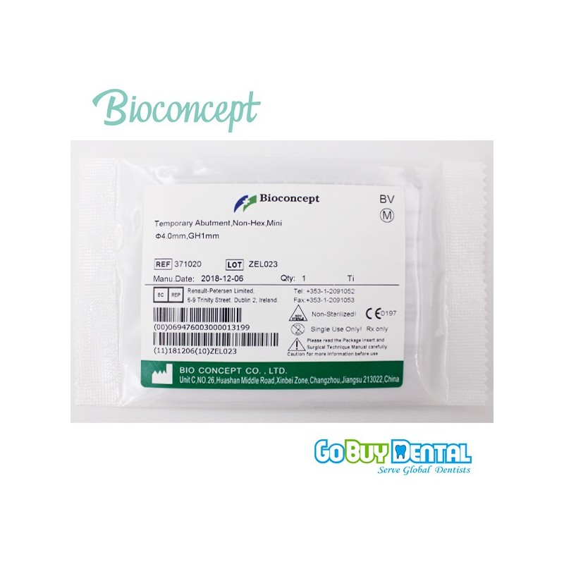 Bioconcept Non-Hex mini temporary abutment φ4.0mm, gingival height 1mm, height 10mm