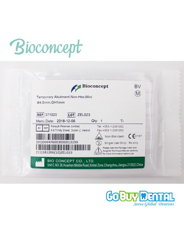 Bioconcept Non-Hex mini temporary abutment φ4.0mm, gingival height 1mm, height 10mm