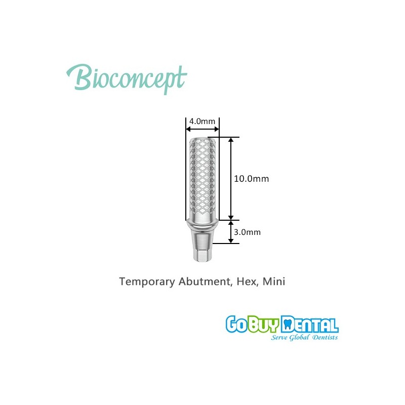 Bioconcept Hex mini temporary abutment φ4.0mm, gingival height 3mm, height 10mm